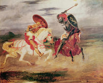Two Knights Fighting in a Landscape by Ferdinand Victor Eugene Delacroix