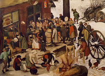 The Census at Bethlehem, detail of census office von Pieter the Elder Bruegel