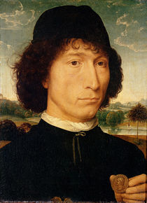 Portrait of a Man holding a coin of the Emperor Nero by Hans Memling