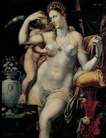Cupid Caressing Venus by French School