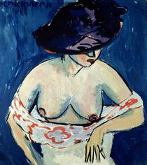 Half-Naked Woman with a Hat by Ernst Ludwig Kirchner