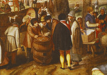 Flemish Fair, detail of men playing dice by Maerten van Cleve