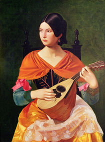 Young Woman with a Mandolin by Vekoslav Karas