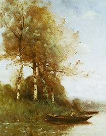 Morning Effect, Silver Birches and a River by Paul Desire Trouillebert