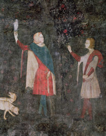 Detail of two falconers, from the Stag Room by French School