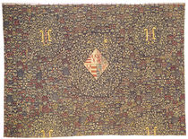 Mille fleurs with the coat of arms of Jacqueline of Luxembourg by Flemish School