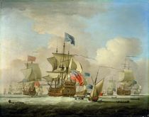British Men-of-War and a Sloop by Peter Monamy