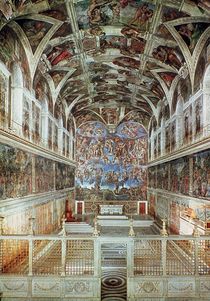 Interior view of the Sistine Chapel by Italian School