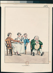 'Qui dort dine', caricature of a man sleeping after dinner von Jean Francois Garneray