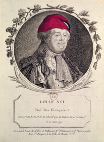 Louis XVI wearing a phrygian bonnet presented to him by the nation by French School