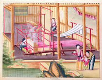 Ms 202 fol.10 Weaving, from a book on the silk industry by Chinese School