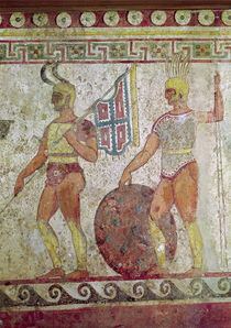Foot soldiers, tomb painting from Paestum by Greek School