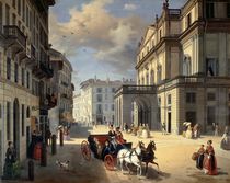 Front of La Scala Theatre, 1852 von Angelo Inganni
