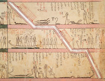 Descent of the sarcophagus into the tomb by Egyptian 18th Dynasty
