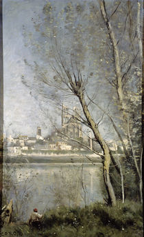 Mantes, View of the Cathedral and Town through the Trees by Jean Baptiste Camille Corot