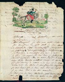 Illustrated letter from a hussar of the 8th Regiment to his mother by French School