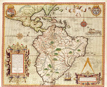 Map of Central and South America by Theodore de Bry