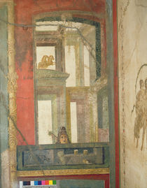 Fantastical architecture with two horses and a theatrical mask von Roman
