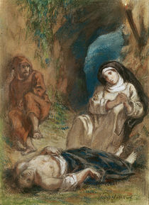 Lelia in the Cave, from 'Lelia' by George Sand c.1852 von Ferdinand Victor Eugene Delacroix