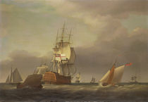 A Seascape with Men-of-War and Small Craft von Francis Holman