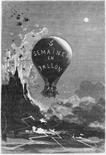 Frontispiece to 'Five Weeks in a Balloon' by Jules Verne von Edouard Riou