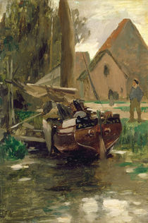 Small Harbour with a Boat by Thomas Ludwig Herbst