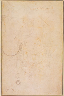 Sketch of a figure with artist's signature by Michelangelo Buonarroti