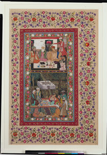 Ms E-14 Reading Verse and a Banquet in a Garden from a Moraqqa by Indian School