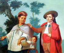 A Spaniard and his Mexican Indian Wife by Mexican School
