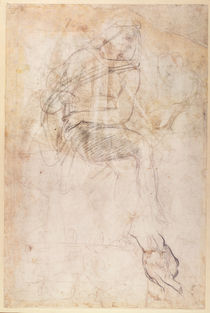 Study for the Ignudi above the Persian Sibyl in the Sistine Chapel von Michelangelo Buonarroti