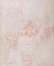 Studies of heads, 1508-12d by Michelangelo Buonarroti