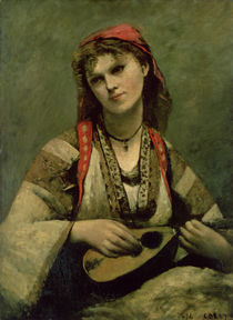 Christine Nilson or The Bohemian with a Mandolin von Jean Baptiste Camille Corot