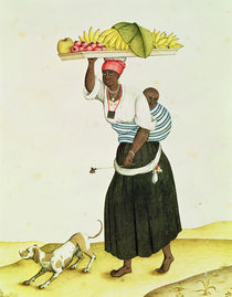 A Woman Carrying a Tray of Fruit on her Head von Carlos Juliao