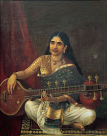 Young Woman with a Veena by Raja Ravi Varma