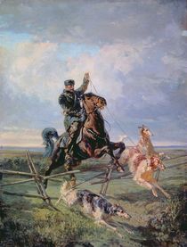 Huntsman with the Borzois, 1872 by Rudolph Frenz