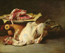 Still Life of a Chicken and Cutlets by Guillaume Romain Fouace