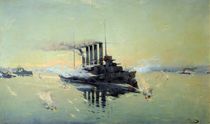 Cruiser 'Askold' fighting on July 28th 1904 in the Yellow Sea by Konstantin Veshchilov