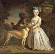 A Young Girl with a Dog and a Page by Bartholomew Dandridge