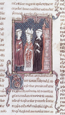 Ms 373 fol.51v A Monk, a Bishop and an Abbot by French School