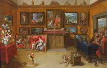 Picture Gallery with a Man of Science Making Measurements on a Globe von Frans II the Younger Francken