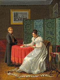 Woman Writing a Letter by Pierre Duval-Lecamus