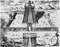 The Templo Mayor at Tenochtitlan by Mexican School