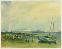 Coast Scene with White Cliffs and Boats on Shore von Joseph Mallord William Turner