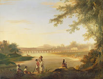 The Marmalong Bridge, with a Sepoy and Natives in the Foreground von William Hodges
