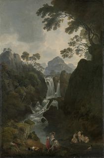 A Waterfall with Bathers, c.1800-17 von Julius Caesar Ibbetson