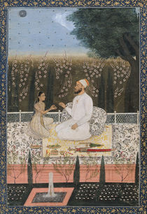 Couple on a Terrace in a Garden by Indian School