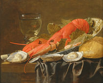 Still life with lobster, shrimp by Christiaan Luykx or Luycks