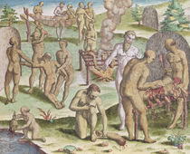 Scene of Cannibalism, from 'Brevis Narratio' von Jacques Le Moyne