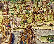 Scene of Cannibalism, from 'Americae Tertia Pars...' by Theodore de Bry