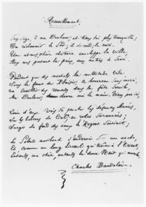 'Recueillement', signed sonnet by Charles Pierre Baudelaire